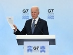 US President Joe Biden takes part in a press conference on the final day of the G7 summit at Cornwall Airport Newquay, Cornwall. US President Joe Biden takes part in a press conference on the final day of the G7 summit at Cornwall Airport Newquay, Cornwall.