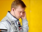 Rosenqvist’s car was stuck nose-up at a nearly 45-degree angle jammed into the scattered tire barrier. 