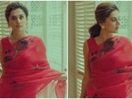 Taapsee Pannu in <span class='webrupee'>₹</span>19k organza saree with copper gota is a picture of elegance(Instagram/@krutikaa_sharma) Taapsee Pannu in <span class='webrupee'>₹</span>19k organza saree with copper gota is a picture of elegance(Instagram/@krutikaa_sharma)