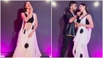 Gauahar Khan in bralette and saree nails Jacqueline Fernandez's Paani Paani step(Instagram/@gauaharkhan) Gauahar Khan in bralette and saree nails Jacqueline Fernandez's Paani Paani step(Instagram/@gauaharkhan)