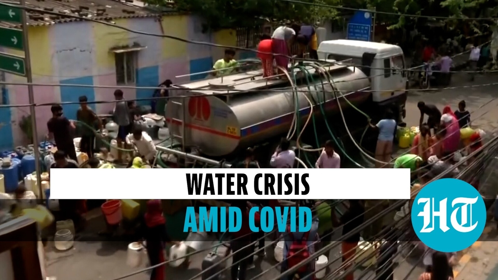 Delhi: People climb water tanker amid shortage; complain of erratic schedule - Hindustan Times