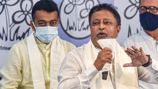 BJP leader Mukul Roy after joining TMC in Kolkata.(PTI) BJP leader Mukul Roy after joining TMC in Kolkata.(PTI)