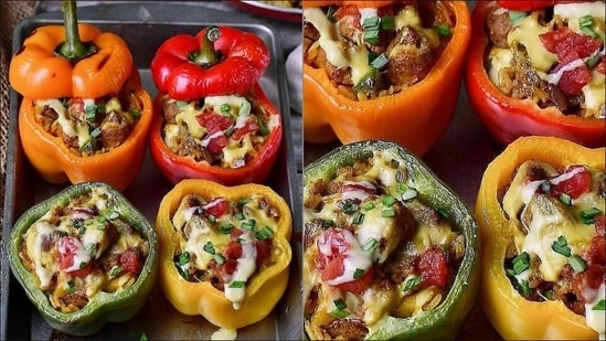 Recipe: Go closer to your gourmet cooking goals with Vegan Stuffed Cheesy Bell Peppers(Instagram/weightloss.well.daily)