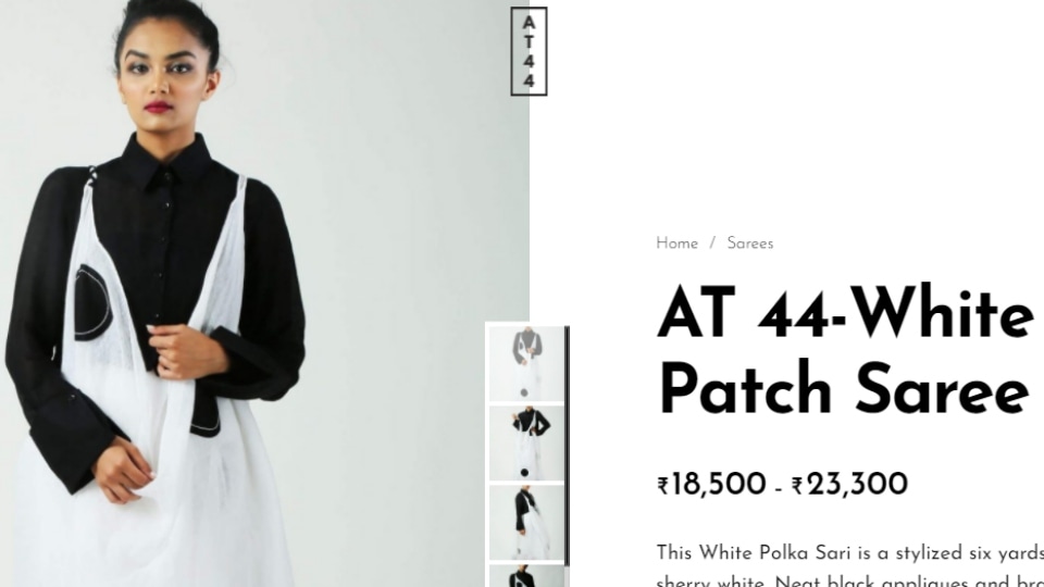 The white patch saree.(storeat44.com)