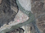 Satellite image shows close up view of the Line of Actual Control (LAC) border and patrol point 14 in the eastern Ladakh sector of Galwan Valley. (File photo)