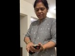 Chabi Gupta's mom inspects her Gucci belt (Instagram/@yourregularmom) Chabi Gupta's mom inspects her Gucci belt (Instagram/@yourregularmom)