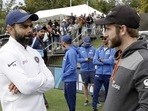 Indian captain Virat Kohli, left, talks with New Zealand captain Kane Williamson Indian captain Virat Kohli, left, talks with New Zealand captain Kane Williamson