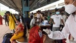In picture - A BMC health worker collecting samples for Covid-19 test at Dadar Station in Mumbai.(HT Photo) In picture - A BMC health worker collecting samples for Covid-19 test at Dadar Station in Mumbai.(HT Photo)