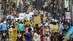 Crowd at Sadar Bazar market after authorities eased COVID-induced restrictions, in New Delhi, Monday, June 14, 2021.(PTI) Crowd at Sadar Bazar market after authorities eased COVID-induced restrictions, in New Delhi, Monday, June 14, 2021.(PTI)