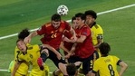 Spain's Aymeric Laporte goes for a header during the Euro 2020 group E match between Spain and Sweden.(AP) Spain's Aymeric Laporte goes for a header during the Euro 2020 group E match between Spain and Sweden.(AP)