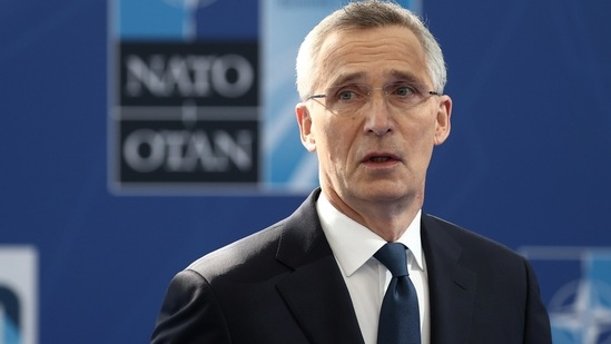 NATO secretary general Jens Stoltenberg holds a news conference ahead of the NATO summit at the Alliance's headquarters, in Brussels on June 14, 2021. (Reuters)
