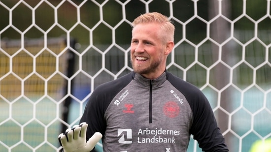 Denmark's Kasper Schmeichel during training. (REUTERS)