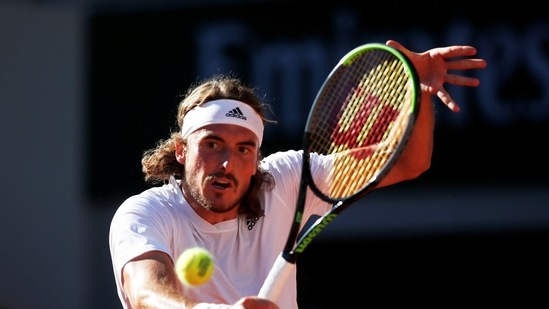 Greece's Stefanos Tsitsipas in action during the final against Serbia's Novak Djokovic.(REUTERS)