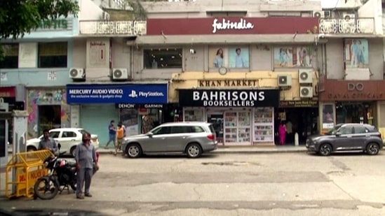 A view of Khan market in New Delhi on June 13. Salons and weekly markets are allowed to reopen. Only one market will be allowed in each municipal zone.