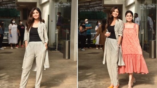 Shilpa Shetty and her sister Shamita were seen at the Sunny Super Sound studio in Mumbai.(Varinder Chawla)