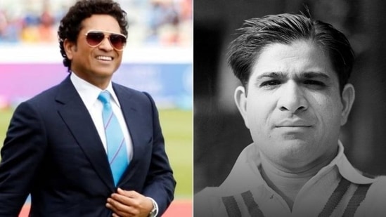 Photos of former Indian cricketers Sachin Tendulkar (L) and Vinoo Mankad (R)(HT Collage)