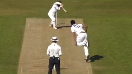 Ravindra Jadeja plays a shot during Team India's intra-squad match simulation in Southampton(Twitter)