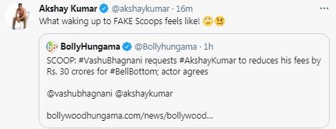 Akshay Kumar tweeted a denial on Monday.