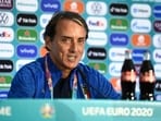 Italy coach Roberto Mancini during the press conference.(REUTERS)