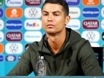 Portugal's Cristiano Ronaldo during the press conference. (Handout via REUTERS)