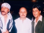 A throwback picture of Jackie Shroff, Anupam Kher and Shah Rukh Khan. 