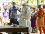 The Puducherry government said retail sale of liquor and arrack is permitted from 9am to 5pm. In picture - Covid-19 testing in Puducherry.(PTI) The Puducherry government said retail sale of liquor and arrack is permitted from 9am to 5pm. In picture - Covid-19 testing in Puducherry.(PTI)