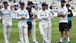 New Zealand during the presentation ceremony after their win in the second cricket test match against England at Edgbaston(AP) New Zealand during the presentation ceremony after their win in the second cricket test match against England at Edgbaston(AP)