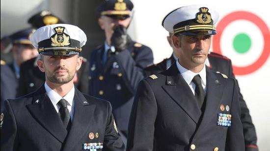 In this December 2002 file photograph, Italian marines Massimiliano Latorre (R) and Salvatore Girone (L) arriving at Ciampino airport near Rome. (AFP file photo) In this December 2002 file photograph, Italian marines Massimiliano Latorre (R) and Salvatore Girone (L) arriving at Ciampino airport near Rome. (AFP file photo)