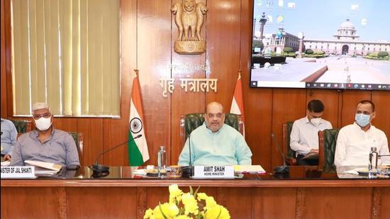 Union home minister Amit Shah reviewed the steps taken by different central government authorities to minimise loss of lives and damage to property due to the floods (Twitter/@AmitShah) Union home minister Amit Shah reviewed the steps taken by different central government authorities to minimise loss of lives and damage to property due to the floods (Twitter/@AmitShah)