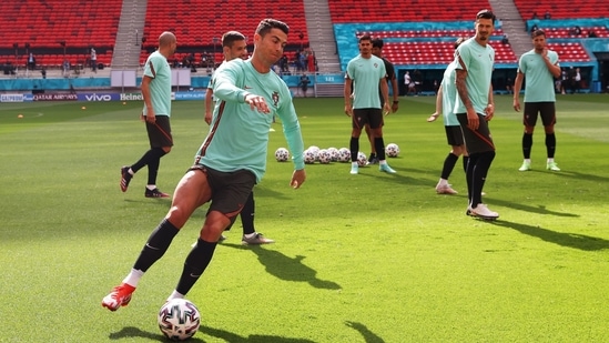 Portugal's Cristiano Ronaldo during training(REUTERS)