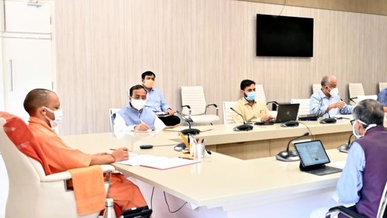 Uttar Pradesh chief minister Yogi Adityanath at a meeting in Lucknow on Monday.(HT Photo) Uttar Pradesh chief minister Yogi Adityanath at a meeting in Lucknow on Monday.(HT Photo)