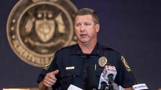 Albertville Police Chief Jamie Smith speaks during a news conference at Albertville City Hall, Tuesday, June 15, 2021, in Albertville.(AP) Albertville Police Chief Jamie Smith speaks during a news conference at Albertville City Hall, Tuesday, June 15, 2021, in Albertville.(AP)