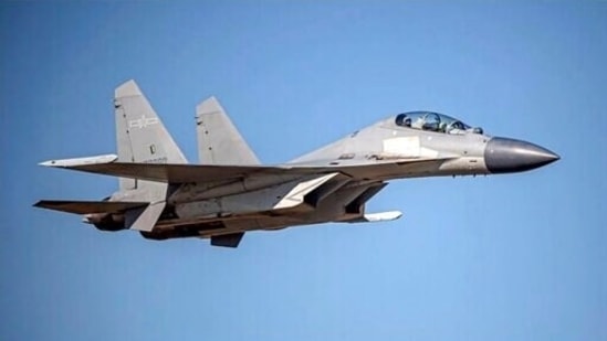 In this undated file photo released by the Taiwan Ministry of Defense, a Chinese PLA J-16 fighter jet flies in an undisclosed location.(AP) In this undated file photo released by the Taiwan Ministry of Defense, a Chinese PLA J-16 fighter jet flies in an undisclosed location.(AP)