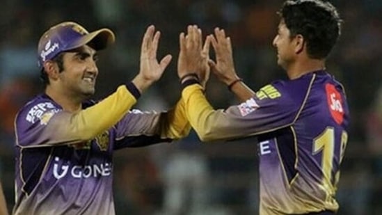 Former KKR skipper Gautam Gambhir (L) with Kuldeep Yadav (R) (Twitter) Former KKR skipper Gautam Gambhir (L) with Kuldeep Yadav (R) (Twitter)
