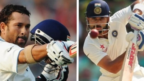 File Photos of Sachin Tendulkar and Virat Kohli.(HT COLLAGE/GETTY IMAGES)