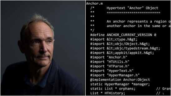 The source code, written by British computer scientist Sir Tim Berners-Lee, that formed the basis of the World Wide Web is up for auction as NFT.(Reuters, Sotheby's)