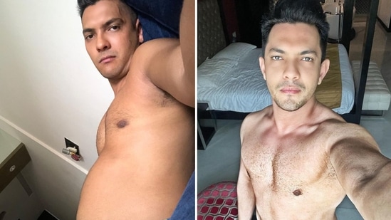 Aditya Narayan shared before and after pictures of his body transformation in the last two months.