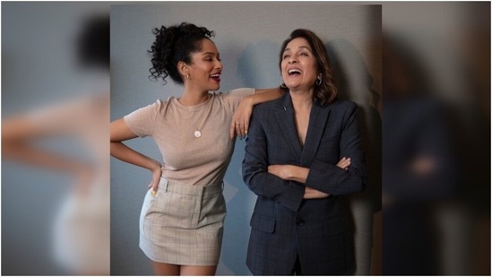 Channelling their inner boss ladies, both Neena and Masaba, wore chic attires for this photoshoot. While Masaba wore a check print skirt and top, her mother wore a crisp navy blue check suit.(Instagram/@masabagupta)