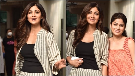 Shilpa Shetty and her sister Shamita Shetty were snapped in Mumbai. For the outing, the sister-duo looked magical in their summer-ready ensembles. They are giving us sibling fashion goals and we love it.(Varinder Chawla)