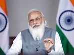 Prime Minister Narendra Modi addresses the 5th edition of VivaTech 2021 via video conferencing in New Delhi on Wednesday.(ANI) Prime Minister Narendra Modi addresses the 5th edition of VivaTech 2021 via video conferencing in New Delhi on Wednesday.(ANI)