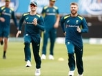 Steve Smith and David Warner warm up.(Getty Images) Steve Smith and David Warner warm up.(Getty Images)