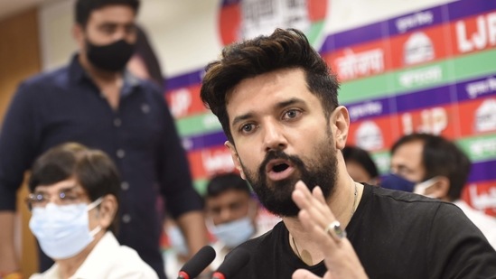 On Wednesday, Chirag Paswan blamed the JD (U) for engineering the virtual split, saying that Bihar’s ruling party first split the Dalits and Mahadalits and then the LJP. (Photo by Arvind Yadav/ Hindustan Times) (Arvind Yadav/HT PHOTO) On Wednesday, Chirag Paswan blamed the JD (U) for engineering the virtual split, saying that Bihar’s ruling party first split the Dalits and Mahadalits and then the LJP. (Photo by Arvind Yadav/ Hindustan Times) (Arvind Yadav/HT PHOTO)