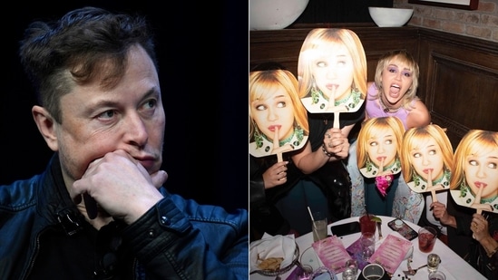 Elon Musk and Miley Cyrus' Twitter conversation about Hannah Montana meme for hacktivist group ‘Anonymous’ has left people chuckling.(Instagram/@mileycyrus/ Elon Musk)