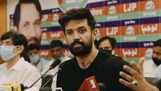 LJP leader Chirag Paswan addressing a press conference. (HT Photo ) LJP leader Chirag Paswan addressing a press conference. (HT Photo )