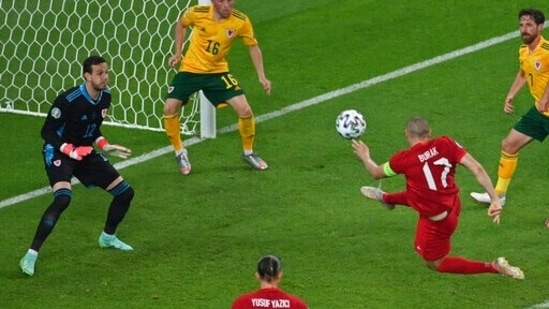 Yilmaz really missed from there. Blazed it over goal. It was the first big chance for Turkey in the second half. (AP)