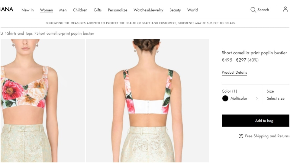 The short camellia-print poplin bustier.(dolcegabbana.com)