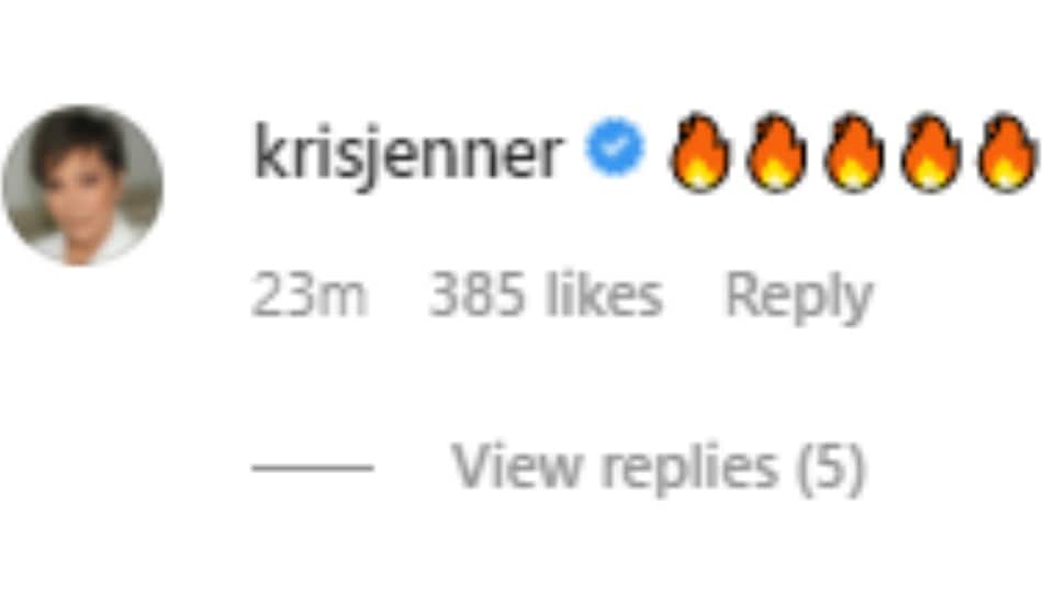 Kris Jenner's comment on Kylie's post.