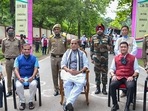 Defence Minister Rajnath Singh (C) during e-launch of roads built by Border Roads Organisation (BRO) in the Northern and Eastern border areas, in Lakhimpur district. Defence Minister Rajnath Singh (C) during e-launch of roads built by Border Roads Organisation (BRO) in the Northern and Eastern border areas, in Lakhimpur district.