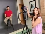 Madhuri Dixit directs Dr Shriram Nene's video shoot.