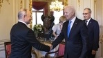 Vladimir Putin, Russia's president, left, and US President Joe Biden, centre, shake hands at the start of the US-Russia summit in Geneva.(Bloomberg) Vladimir Putin, Russia's president, left, and US President Joe Biden, centre, shake hands at the start of the US-Russia summit in Geneva.(Bloomberg)